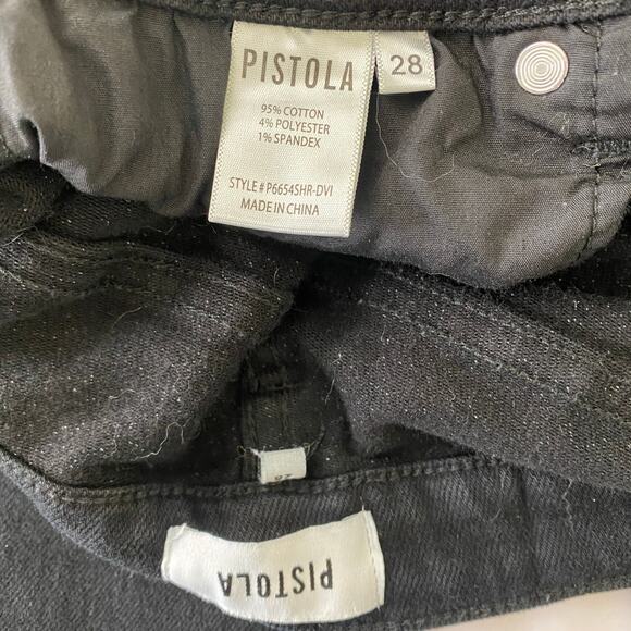 Pistola Teagan Vented Straight Jeans Size 28 Dark Vinyl Black High Rise Slit - Picture 12 of 15